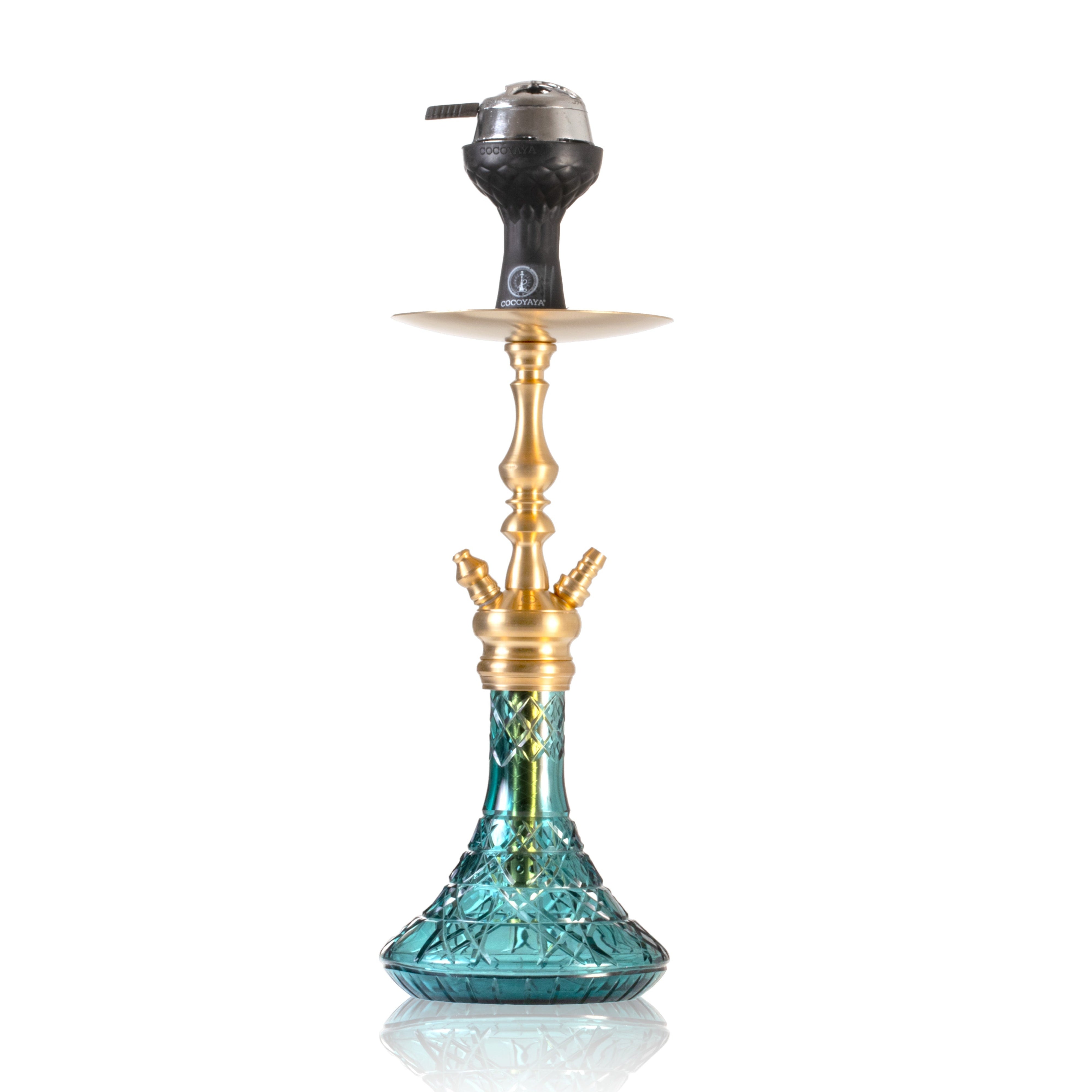COCOYAYA Simba Hookah with Bag - Gold Stem & Aqua Base