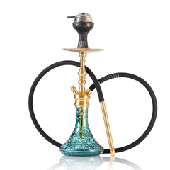 COCOYAYA Simba Hookah with Bag - Gold Stem & Aqua Base