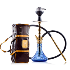 COCOYAYA Simba Hookah with Bag - Gold Stem & Blue Base