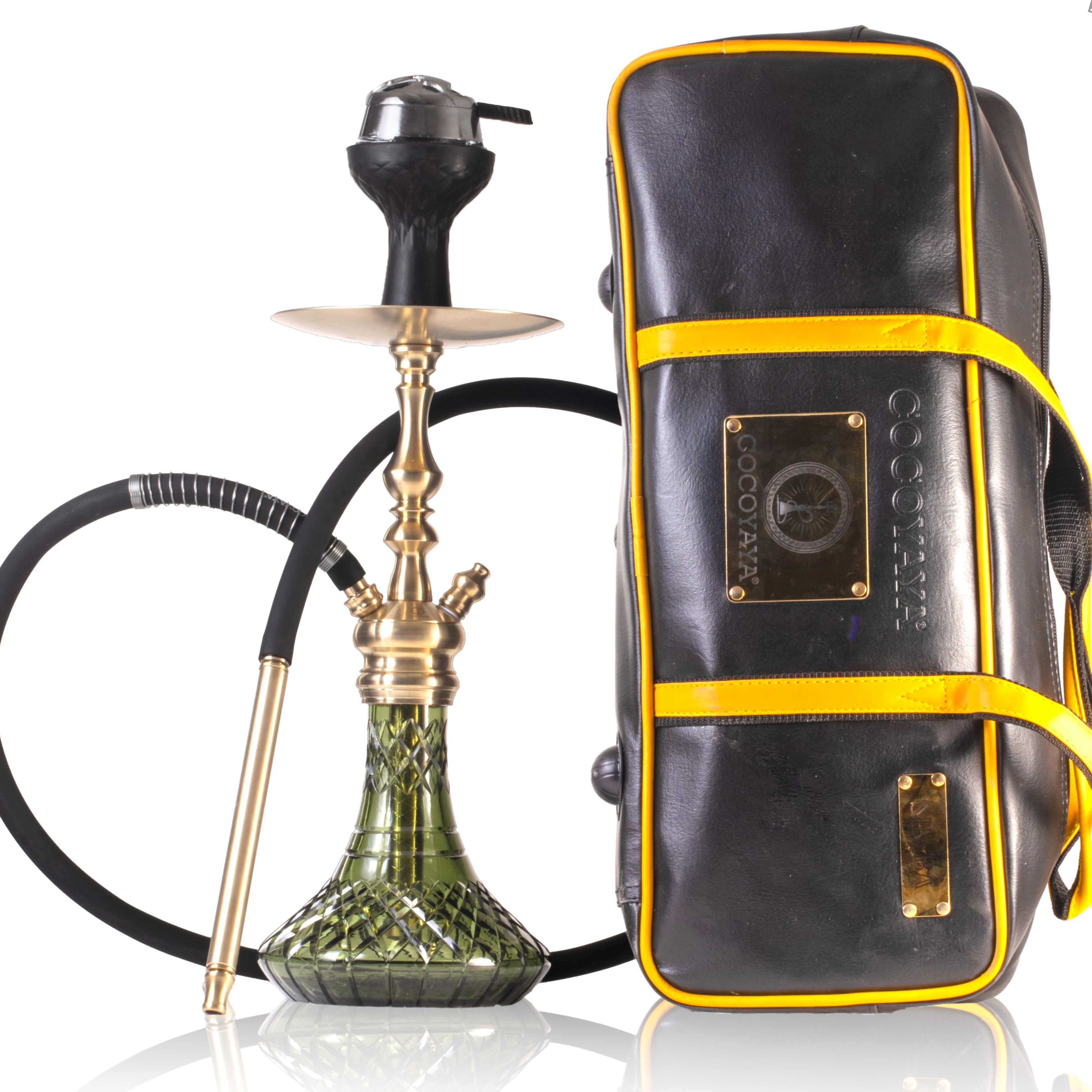 COCOYAYA Simba Hookah with Bag - Gold Stem & Green Base