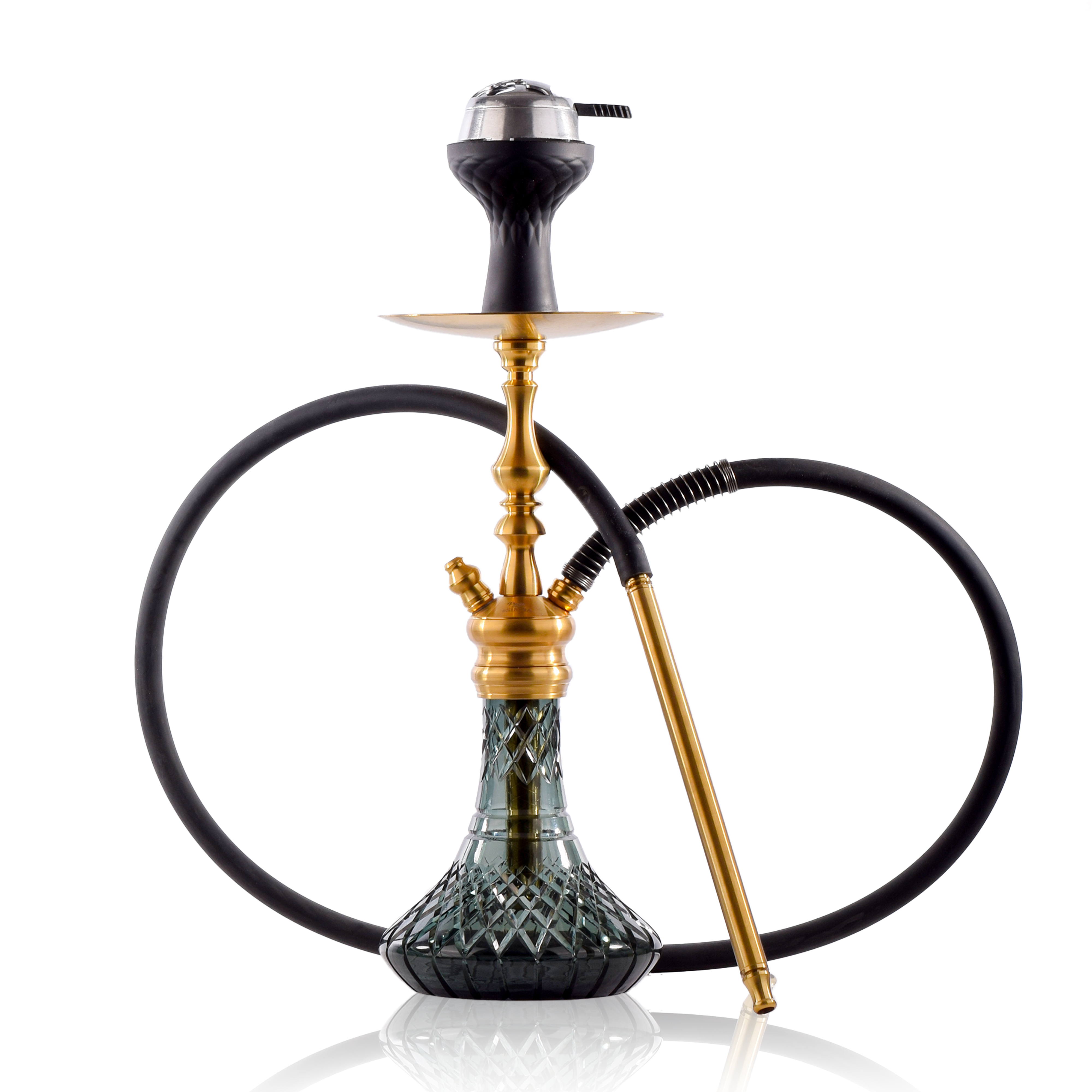 COCOYAYA Simba Hookah with Bag - Gold Stem & Emerald Green Base