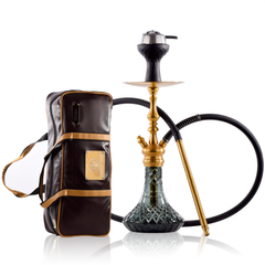 COCOYAYA Simba Hookah with Bag - Gold Stem & Emerald Green Base