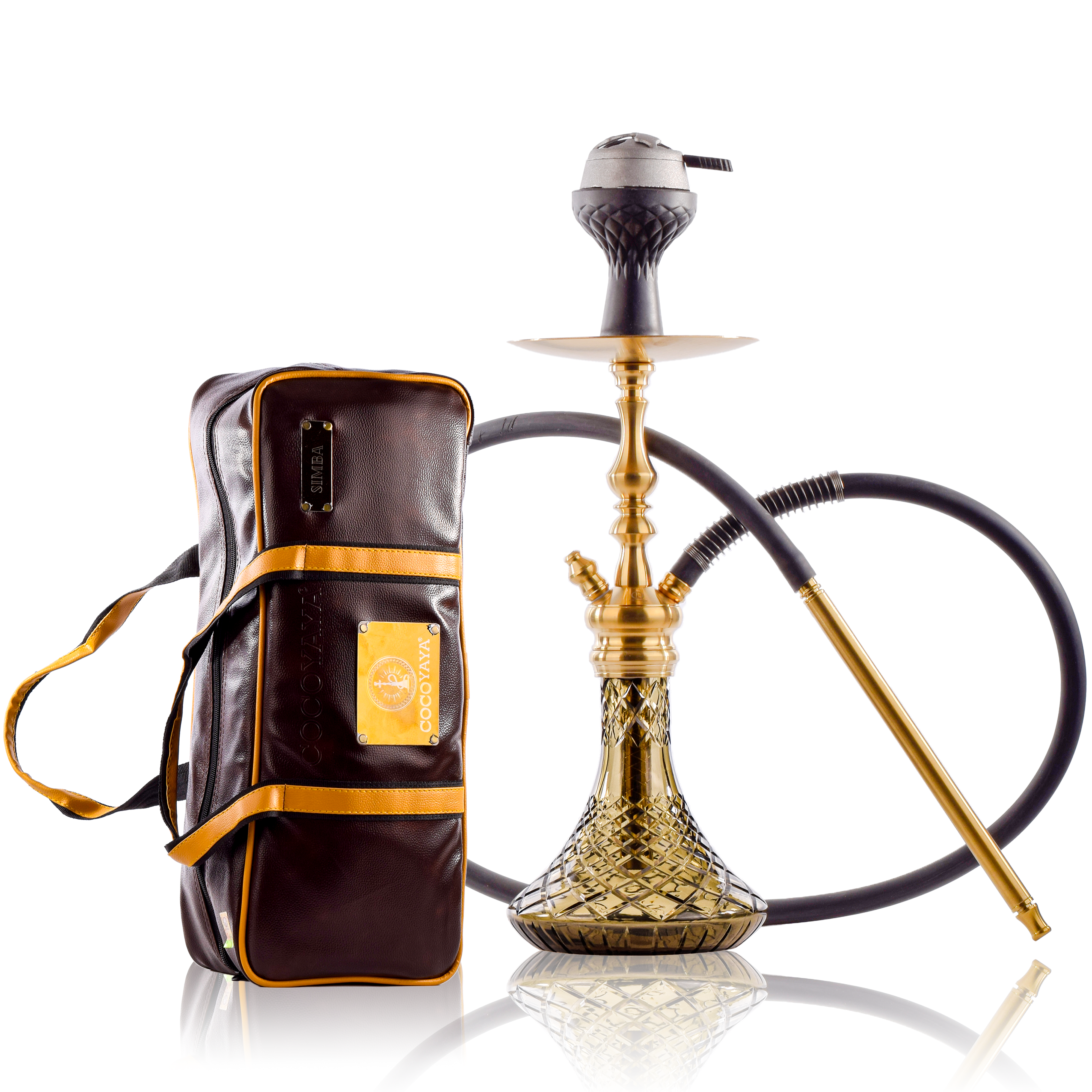 COCOYAYA Simba Hookah with Bag - Gold Stem & Grey Base