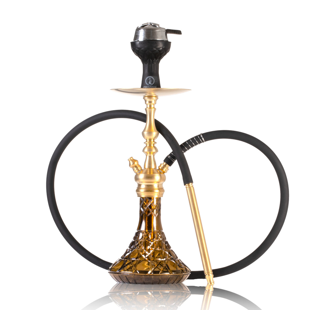 COCOYAYA Simba Hookah with Bag - Gold Stem & Brown Base