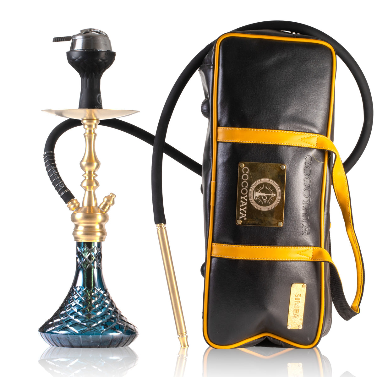 COCOYAYA Simba Hookah with Bag - Gold Stem & Navy Base