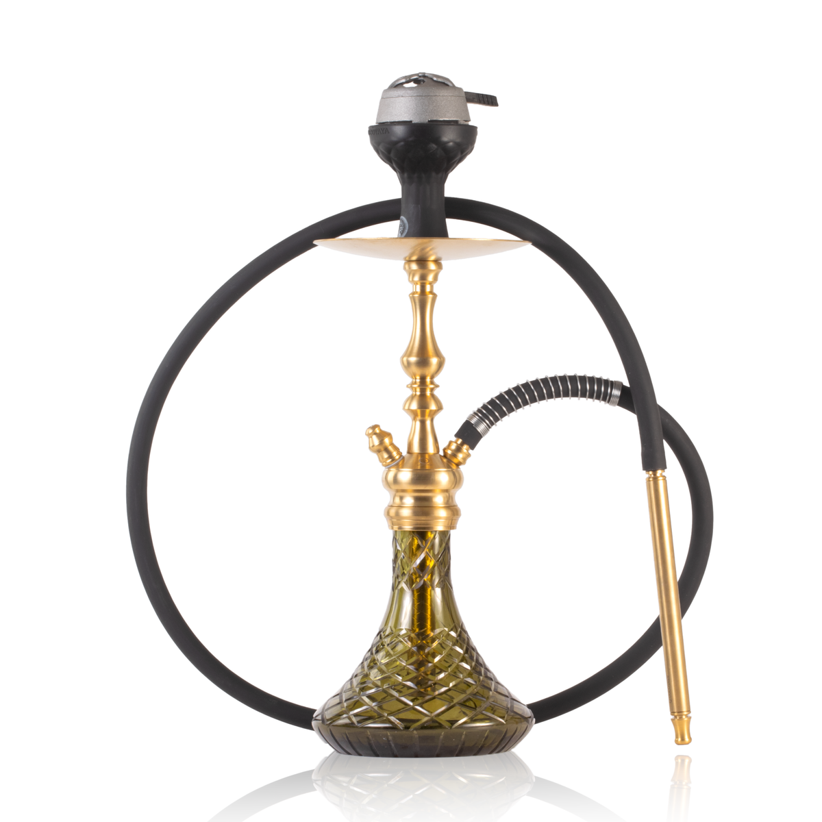 COCOYAYA Simba Hookah with Bag - Gold Stem & Olive Green Base