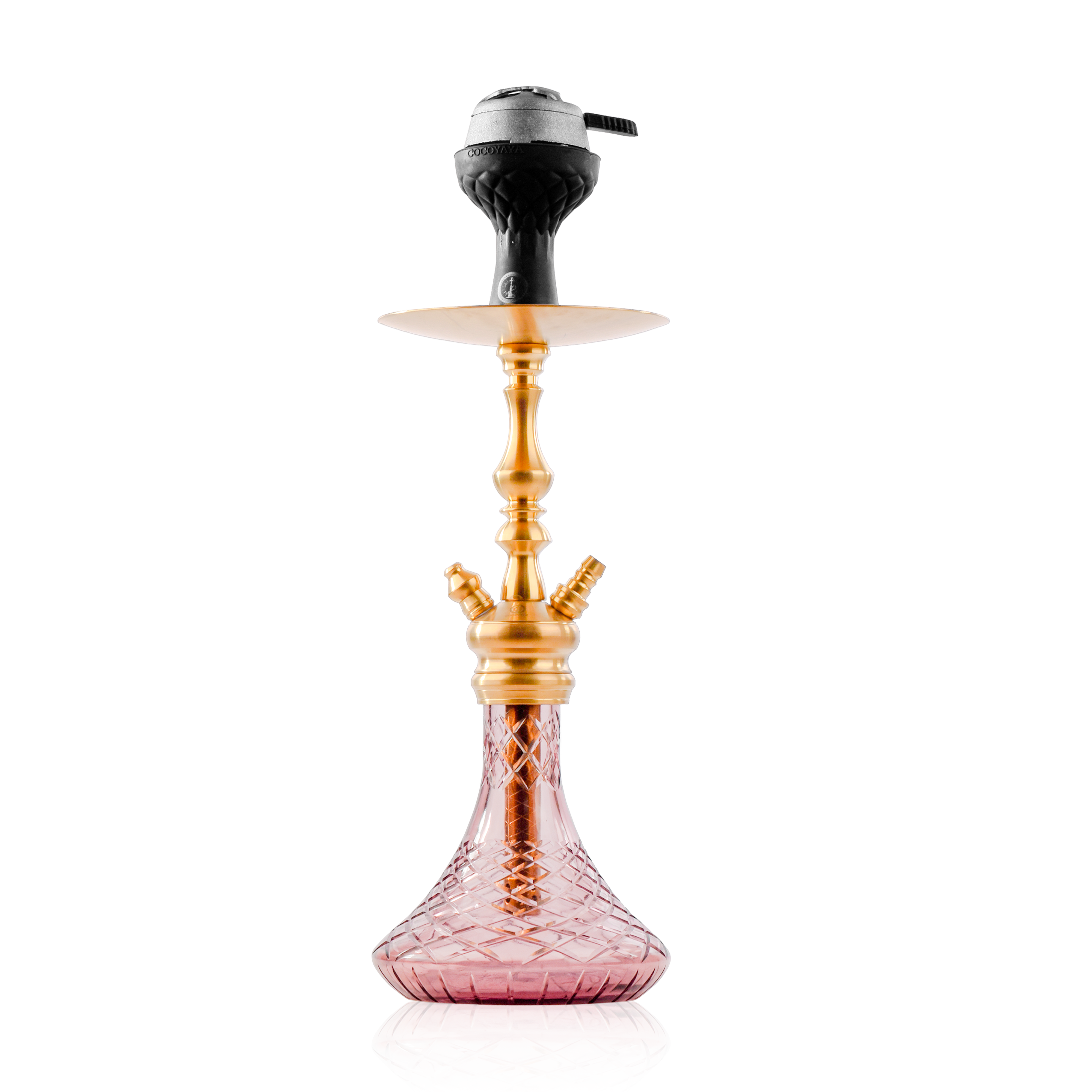 COCOYAYA Simba Hookah with Light Grey Bag - Gold Stem & Purple Base