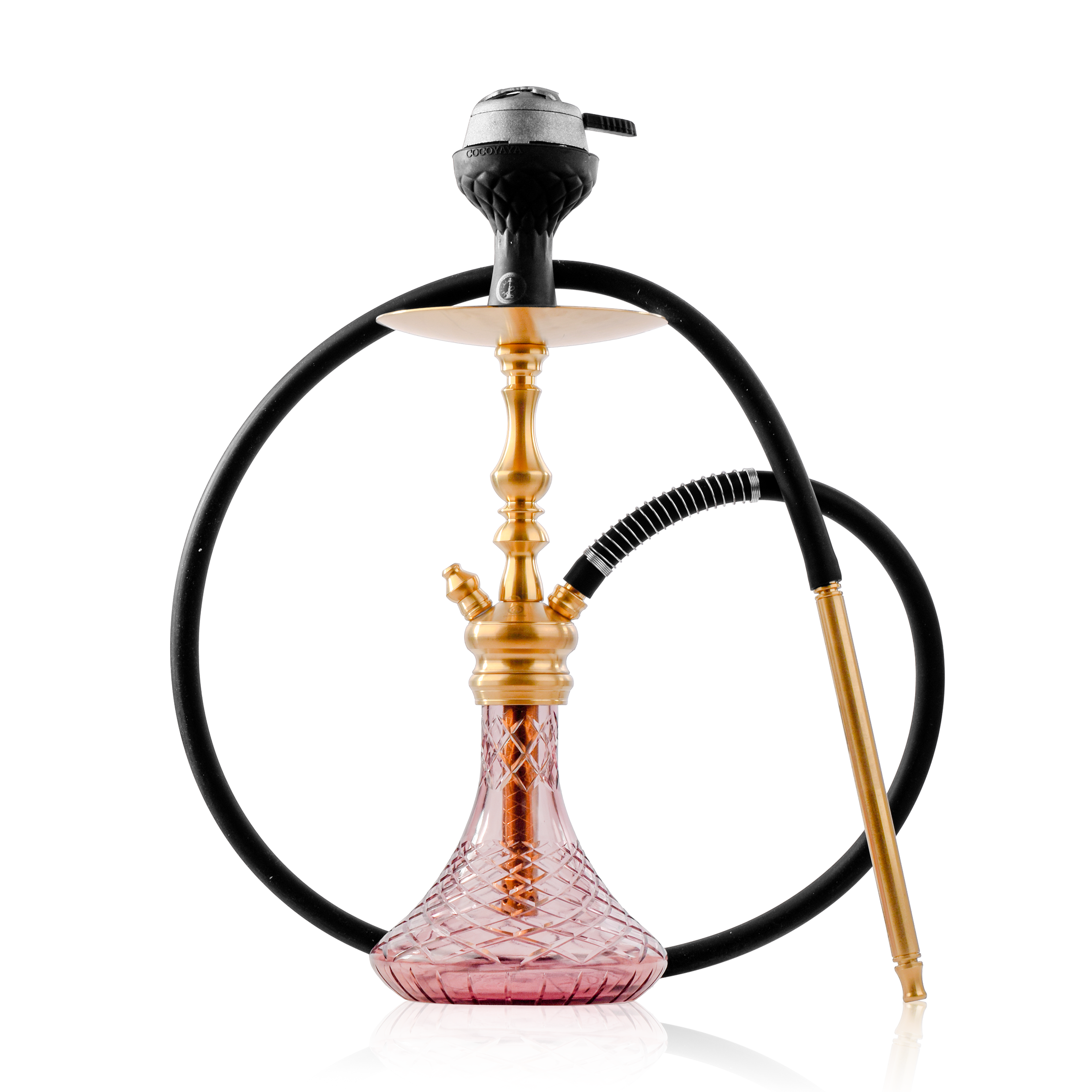 COCOYAYA Simba Hookah with Brown Bag - Gold Stem & Purple Base