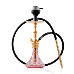 COCOYAYA Simba Hookah with Round Brown Bag - Gold Stem & Purple Base