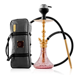 COCOYAYA Simba Hookah with Light Grey Bag - Gold Stem & Purple Base