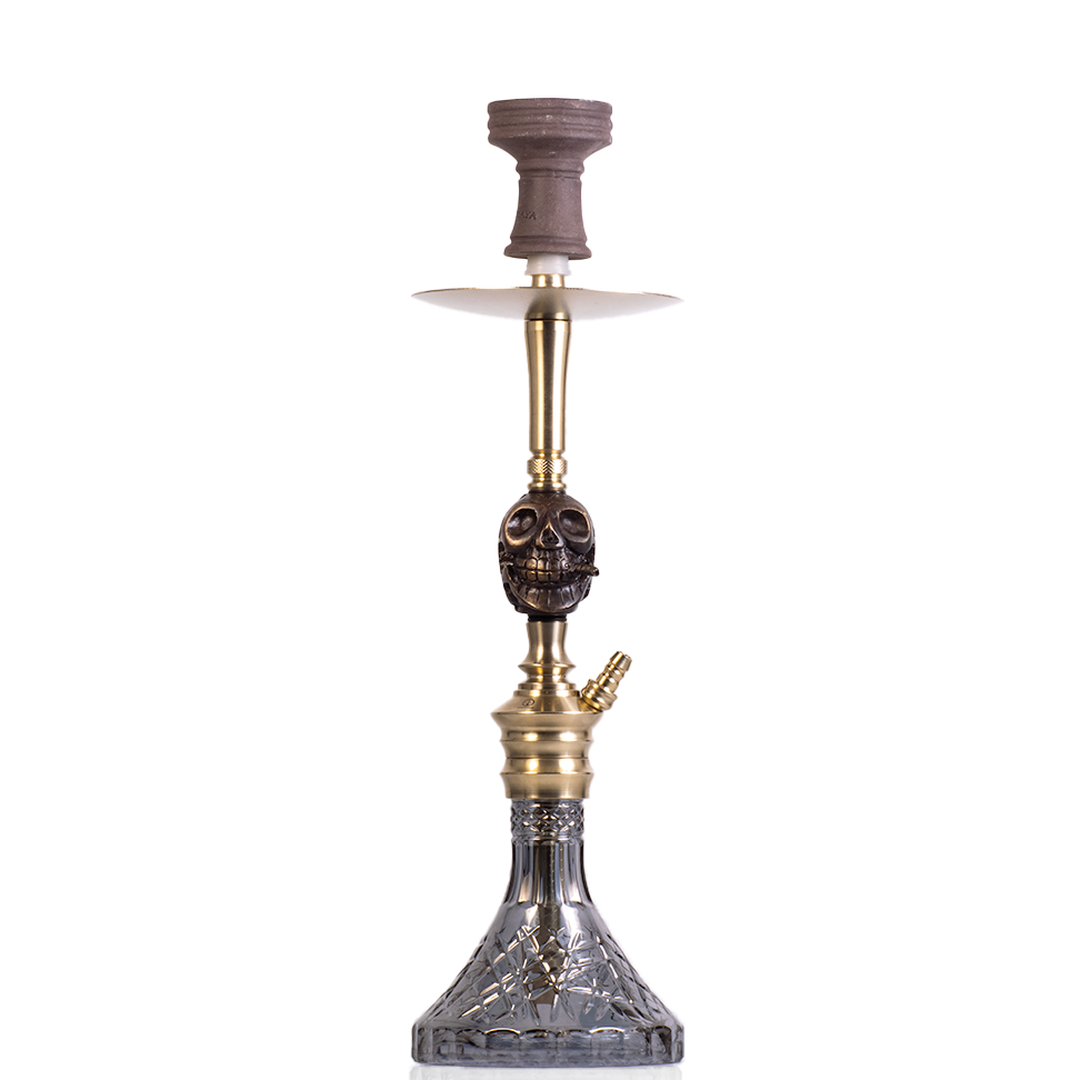 COCOYAYA Skull Dusk Bohemian Hookah - Gold Stem & Grey Base