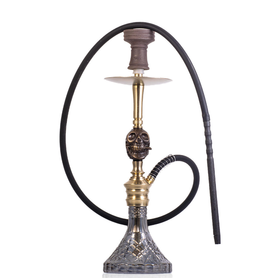 COCOYAYA Skull Dusk Bohemian Hookah - Gold Stem & Grey Base
