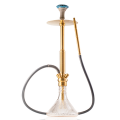 COCOYAYA King Series Spiral Hookah - Gold Stem & Transparent Line Base