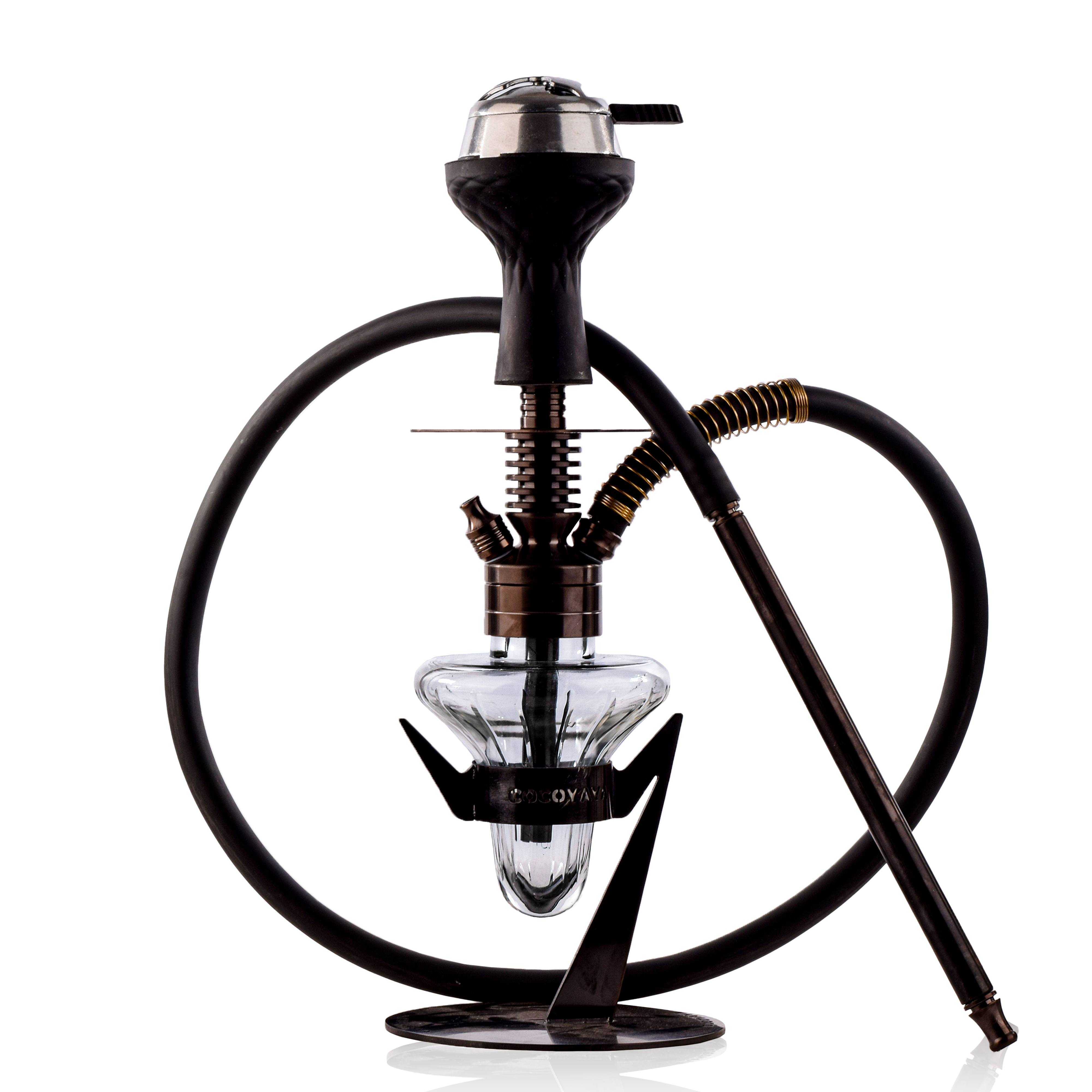 COCOYAYA Supremo Hookah with Bag - Bronze Stem & Transparent Base