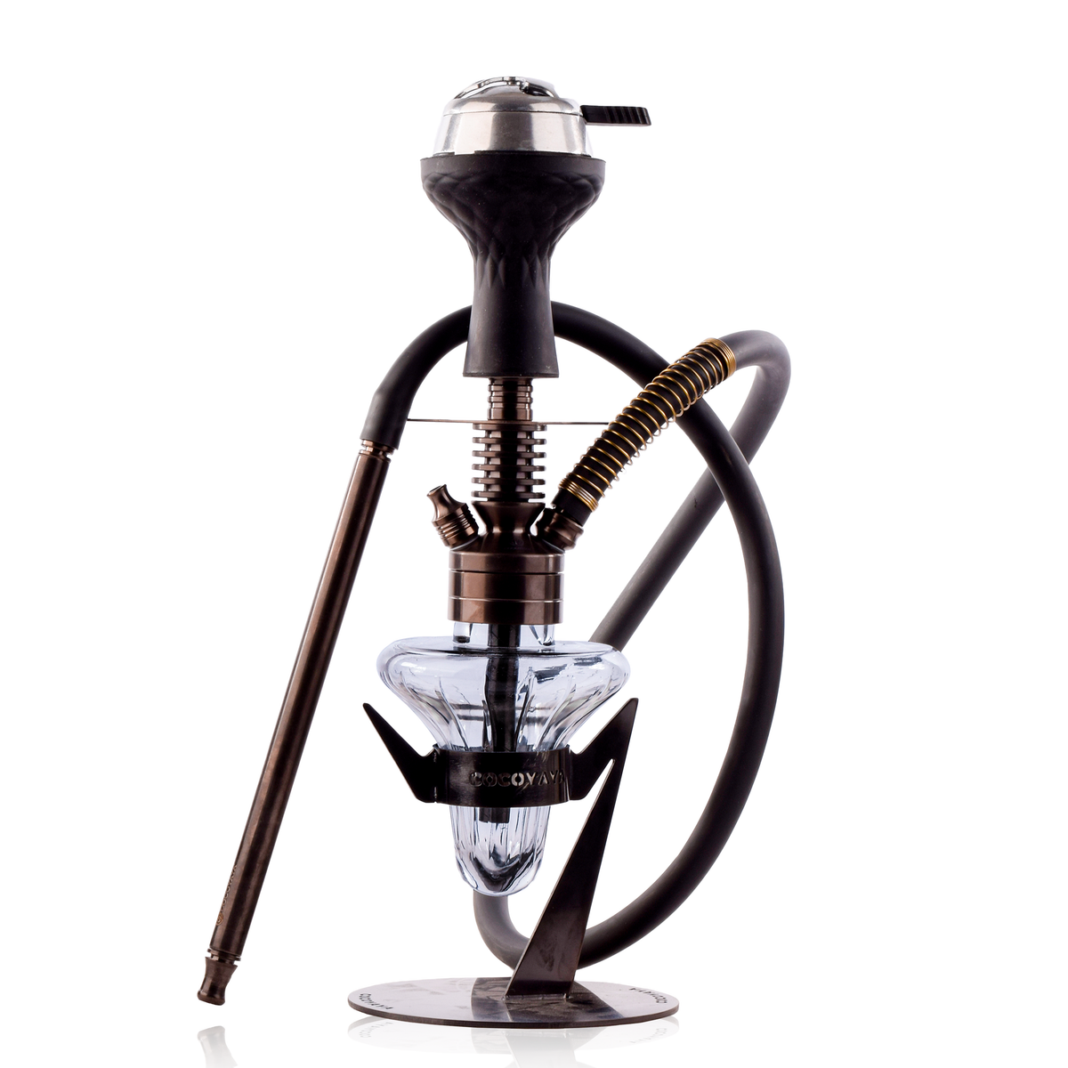 COCOYAYA Supremo Hookah with Bag - Bronze Stem & Transparent Base