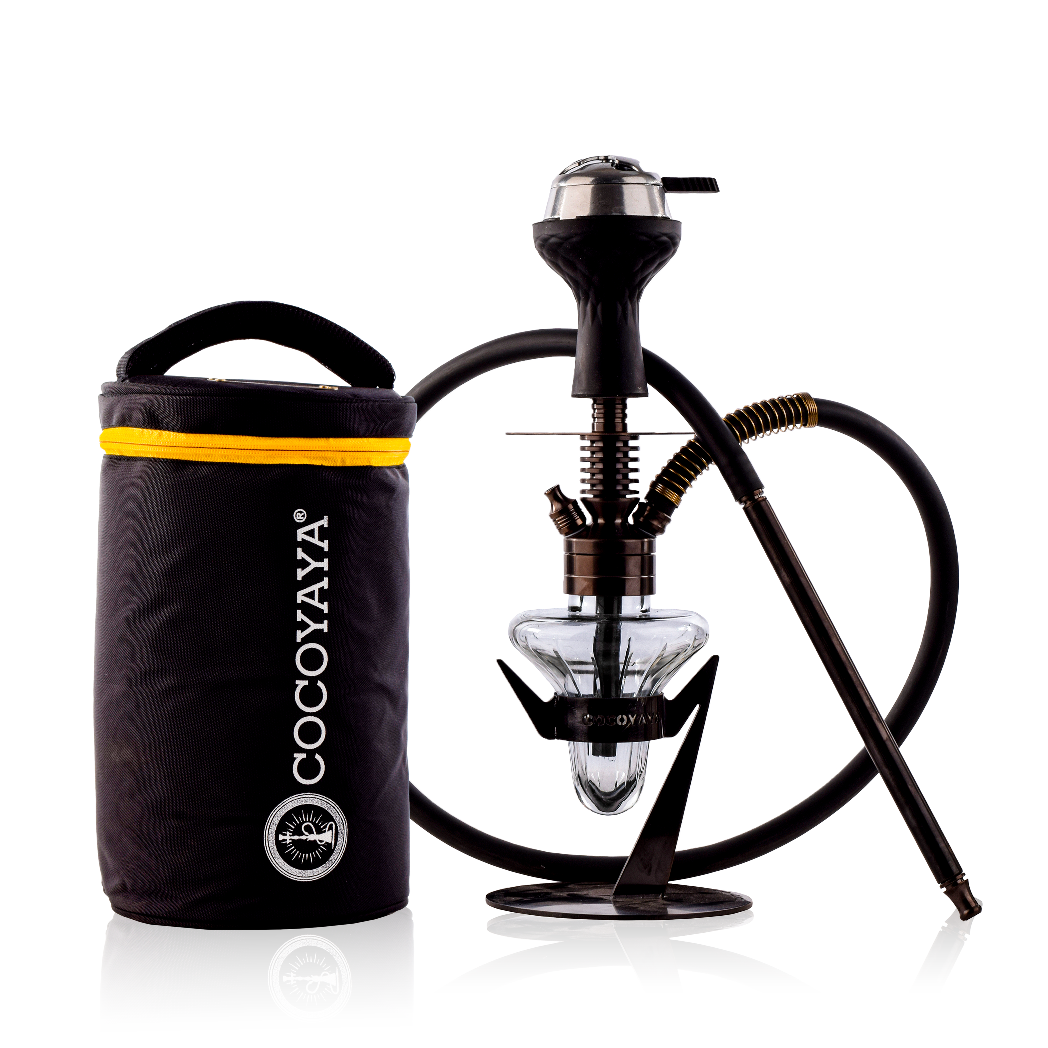 COCOYAYA Supremo Hookah with Bag - Bronze Stem & Transparent Base