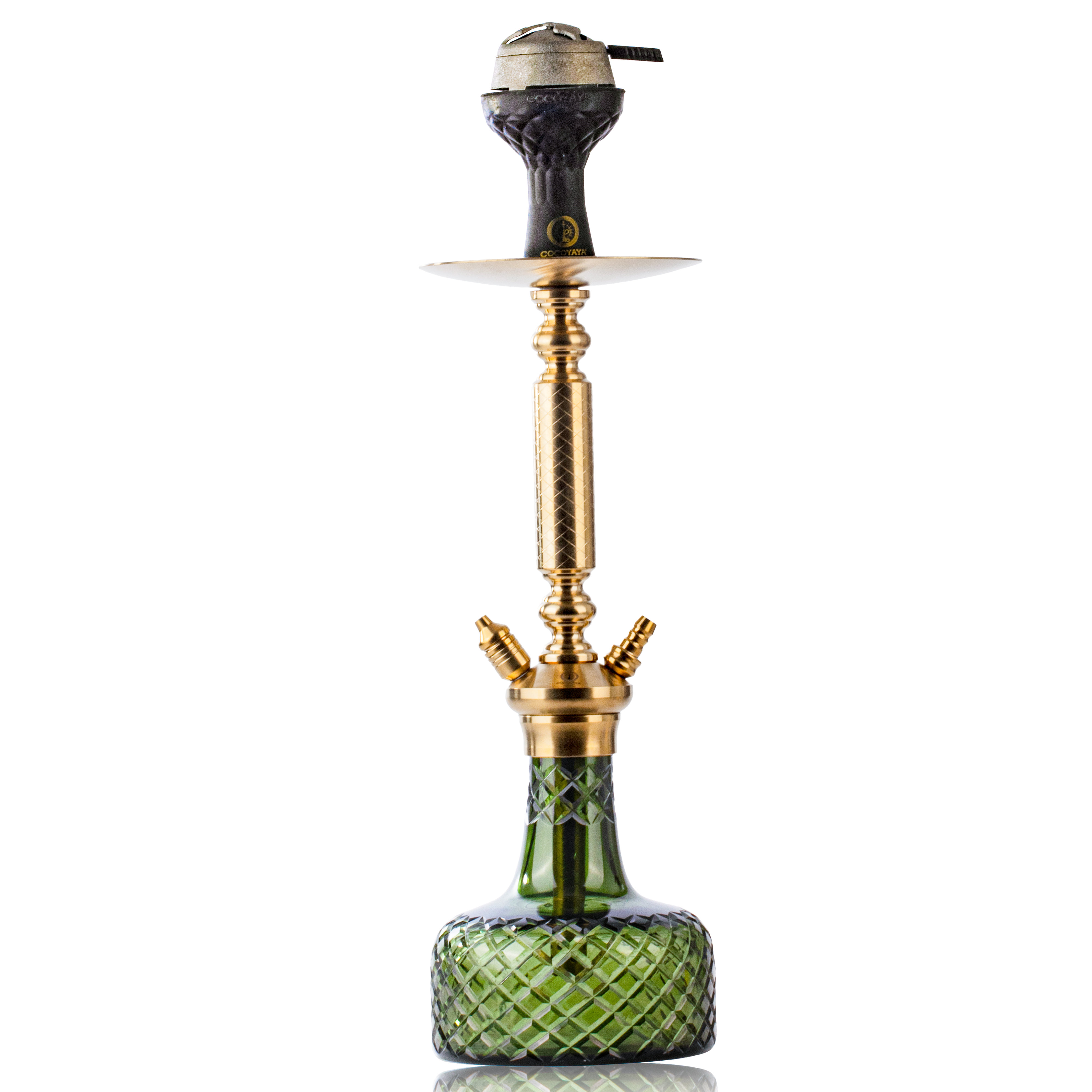 COCOYAYA Valencia Hookah with Bag- Gold & Emerald Green Base