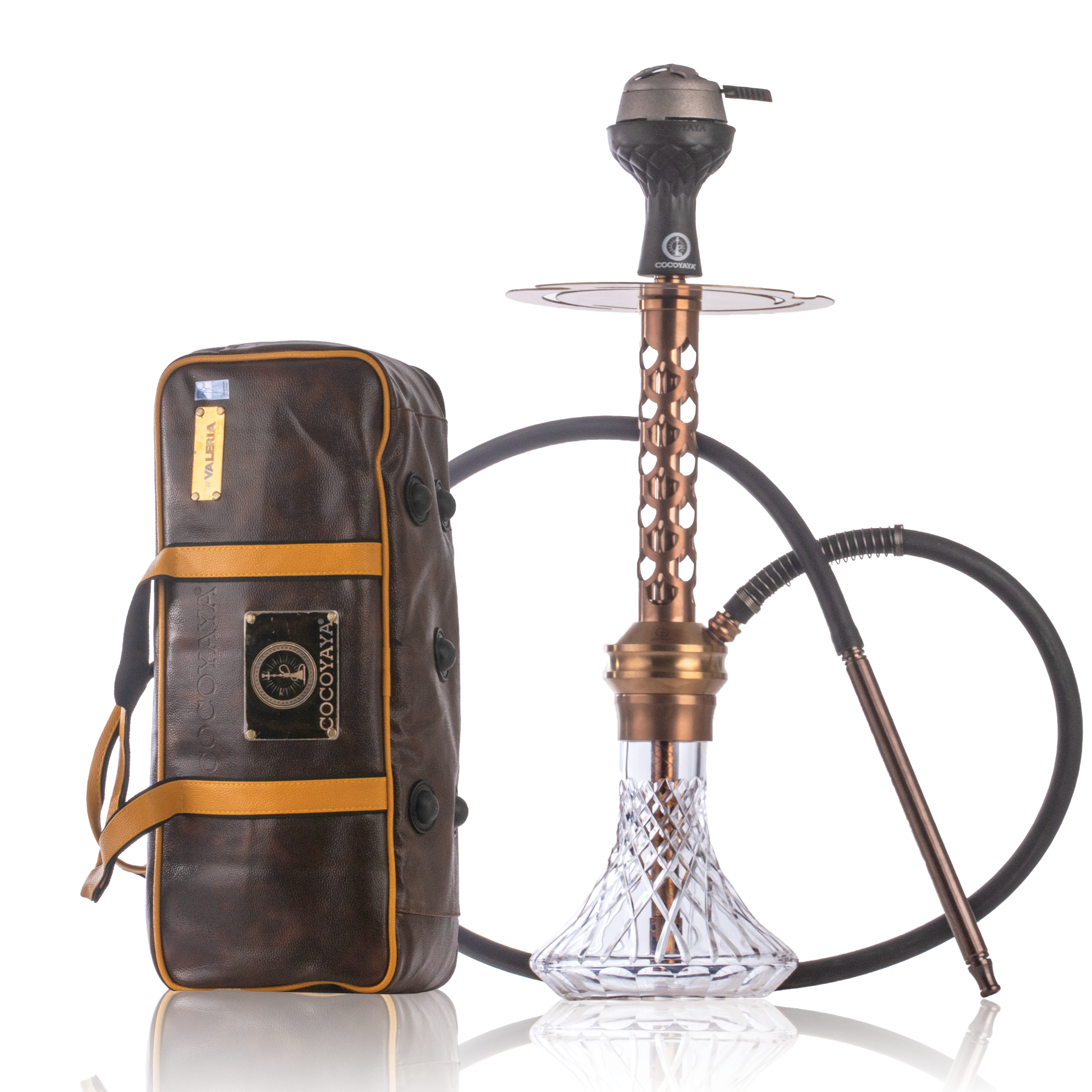 COCOYAYA Valeria DYA Hookah with Bag - Bronze Stem & Transparent Base