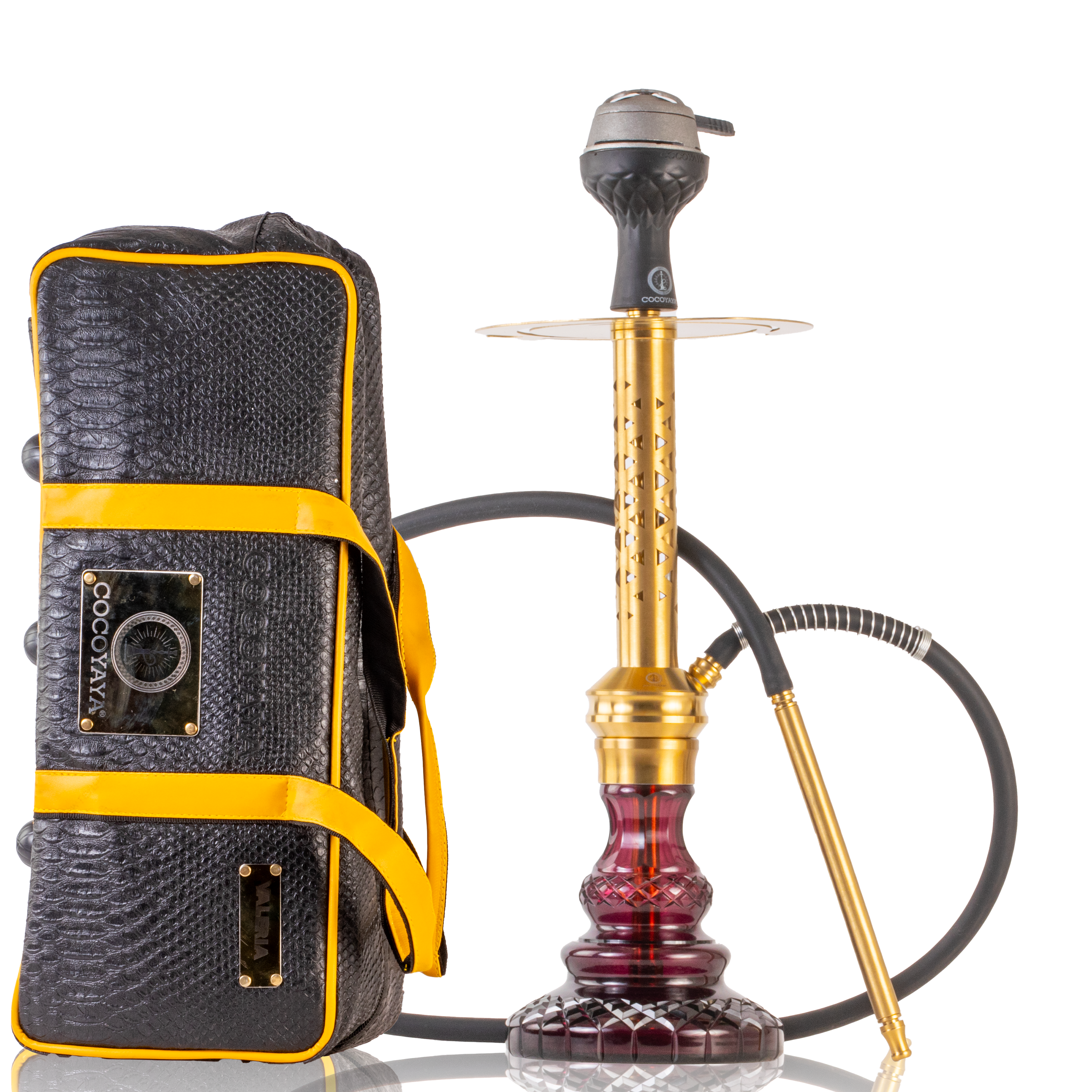 COCOYAYA Valeria Gem Hookah with Bag - Gold Stem & Purple Base