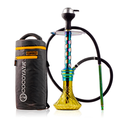 COCOYAYA Valeria Hexa Hookah with Bag - Rainbow Stem & Light Yellow Base