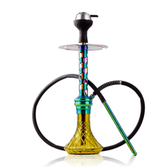 COCOYAYA Valeria Hexa Hookah with Bag - Rainbow Stem & Light Yellow Base