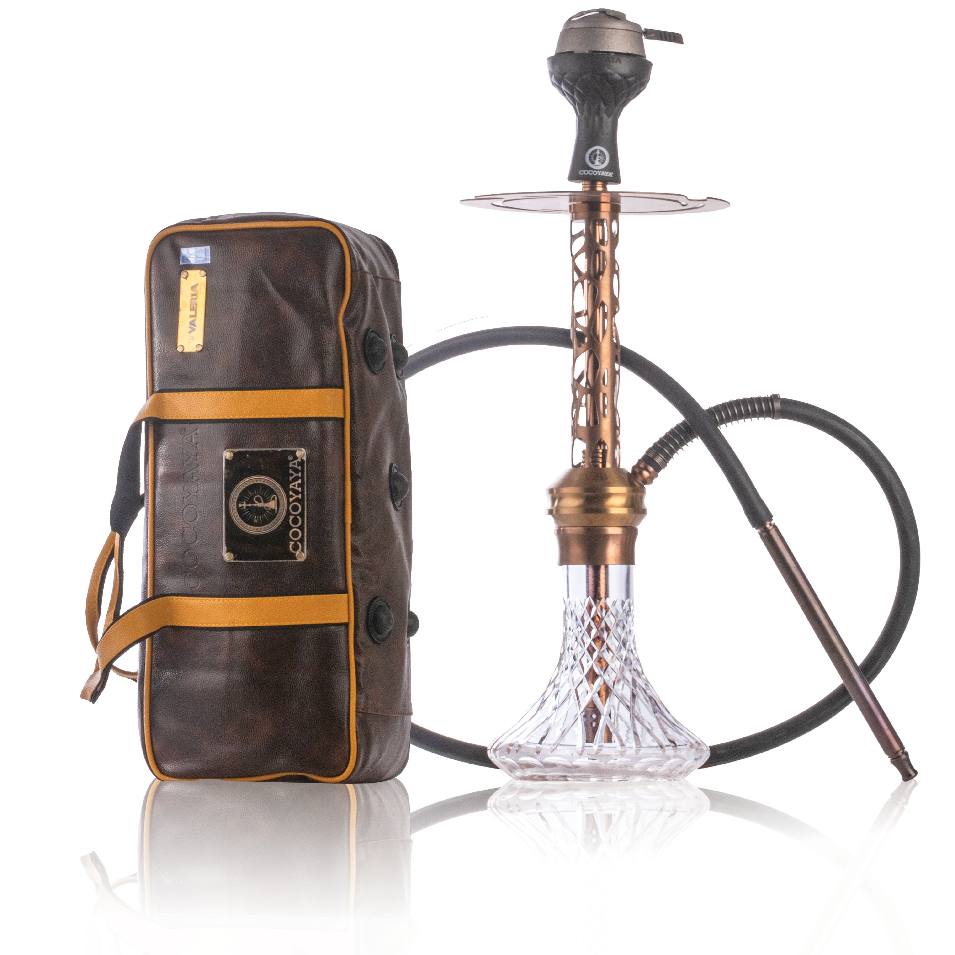 COCOYAYA Valeria Mesh Hookah with Bag - Bronze Stem & Transparent Base