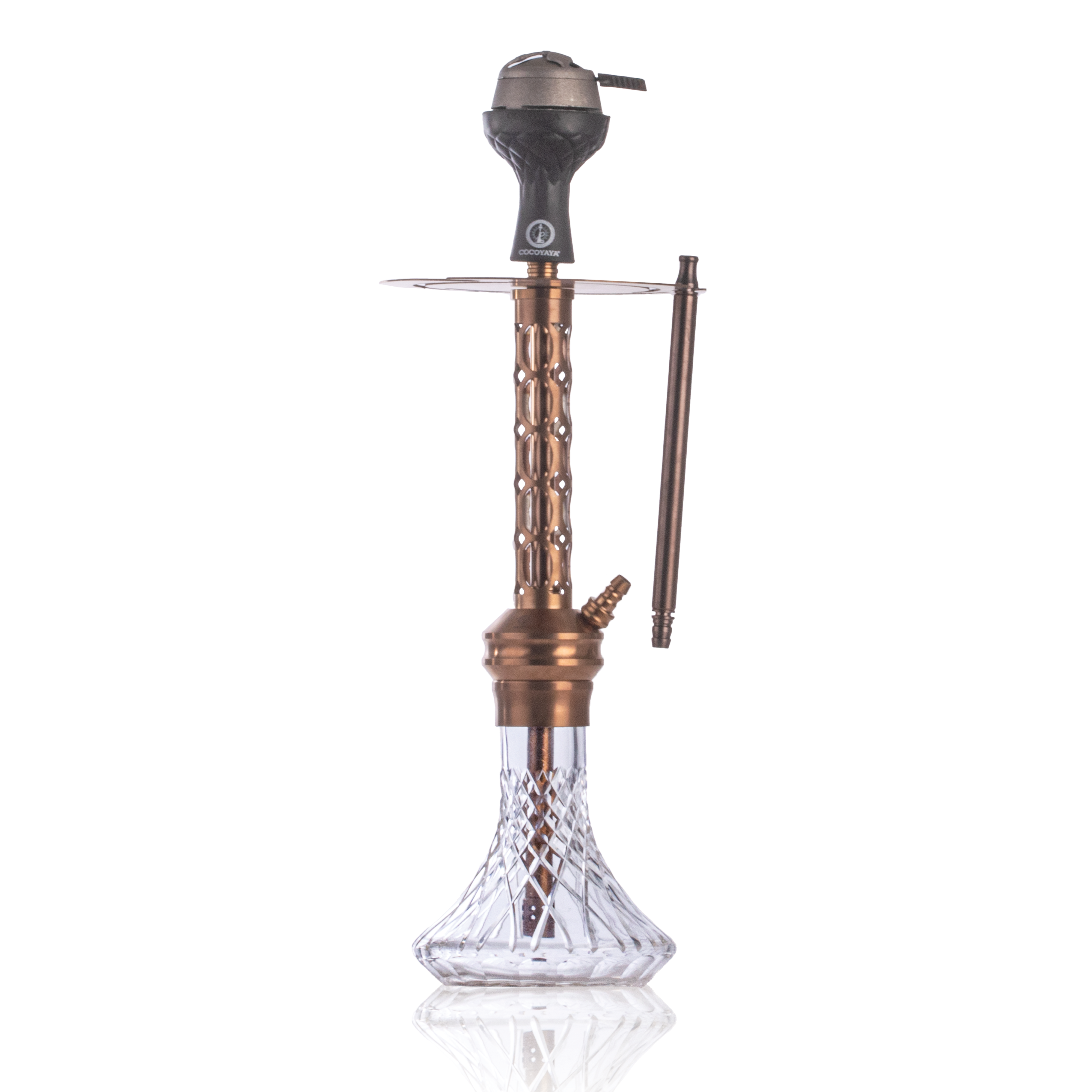 COCOYAYA Valeria Oval Hookah with Bag - Bronze Stem & Transparent Base