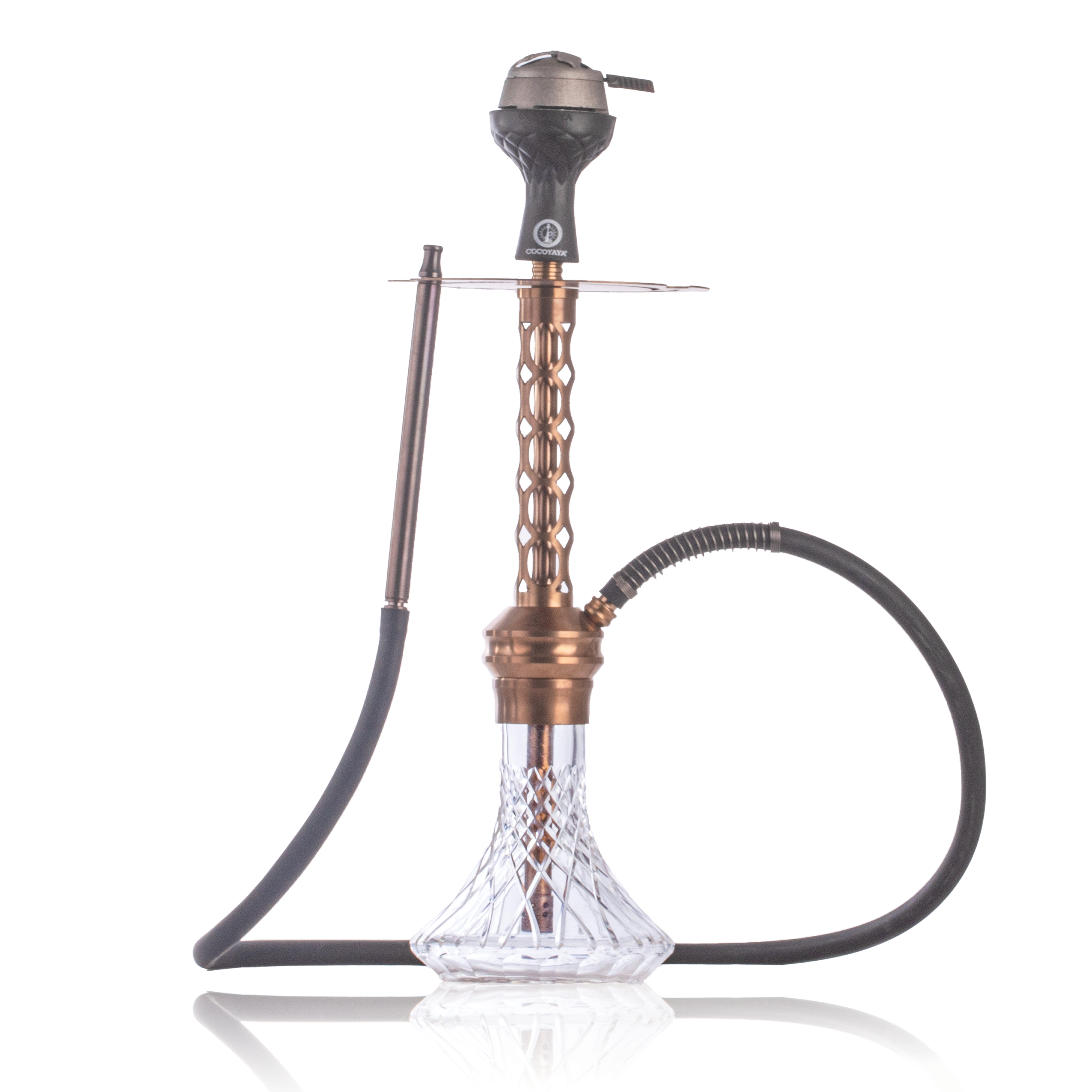 COCOYAYA Valeria Oval Hookah with Bag - Bronze Stem & Transparent Base