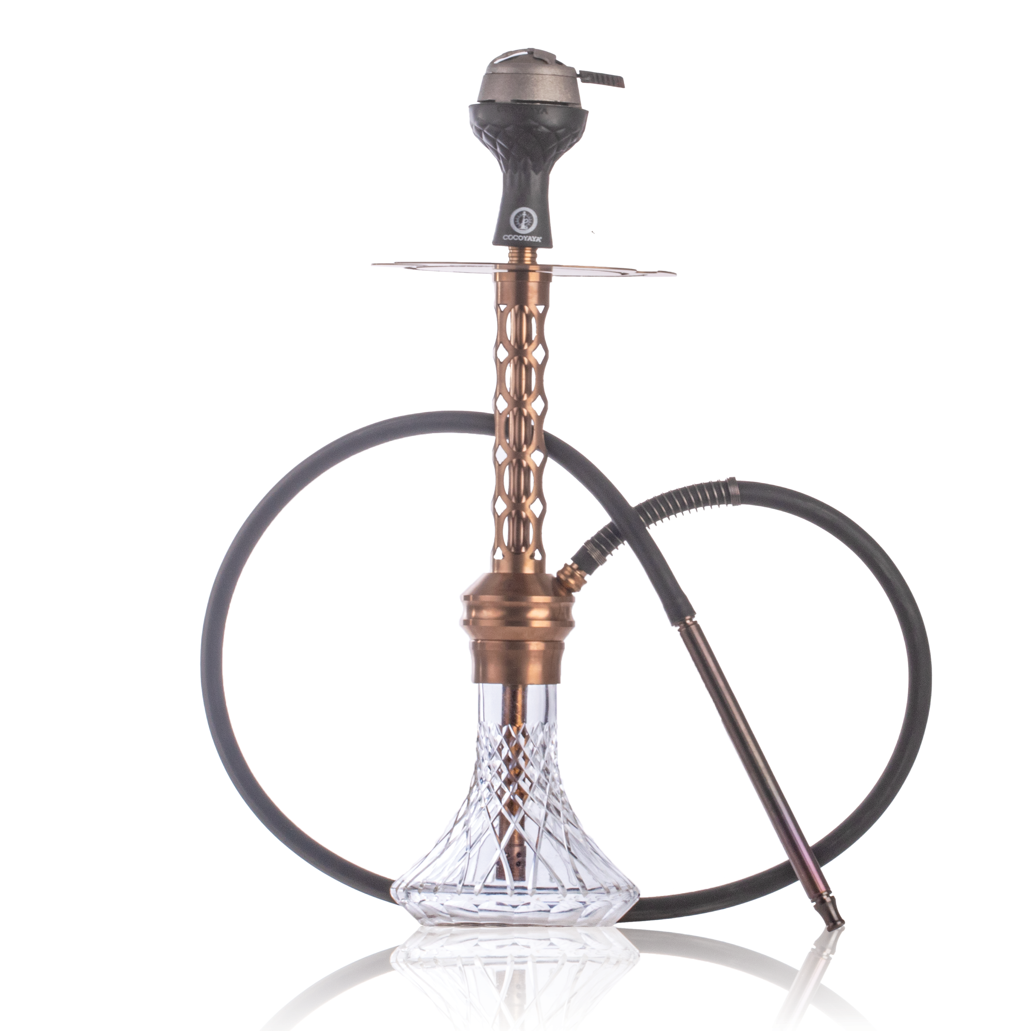 COCOYAYA Valeria Oval Hookah with Bag - Bronze Stem & Transparent Base