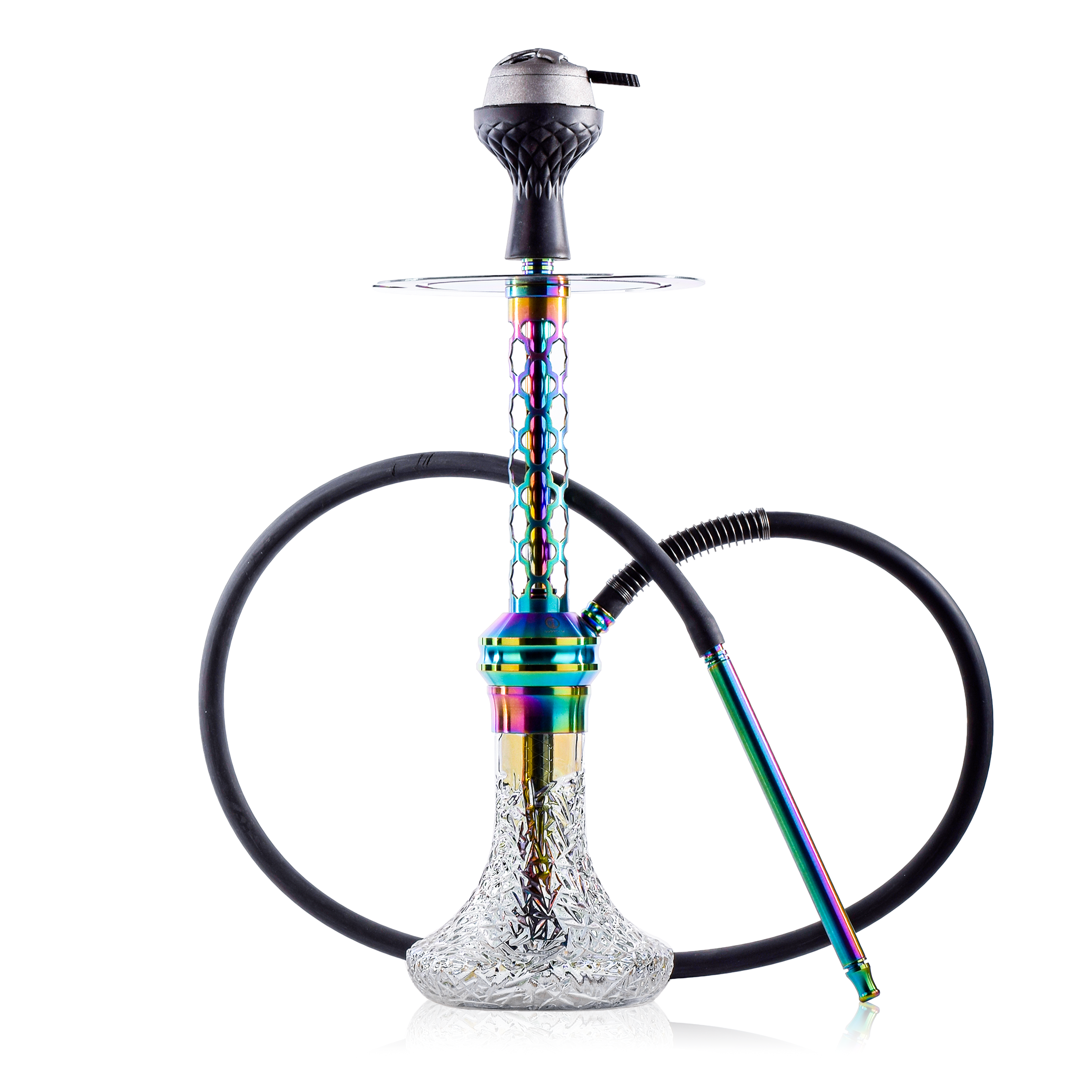 COCOYAYA Valeria Pluto Hookah with Bag - Rainbow Stem & Transparent Base