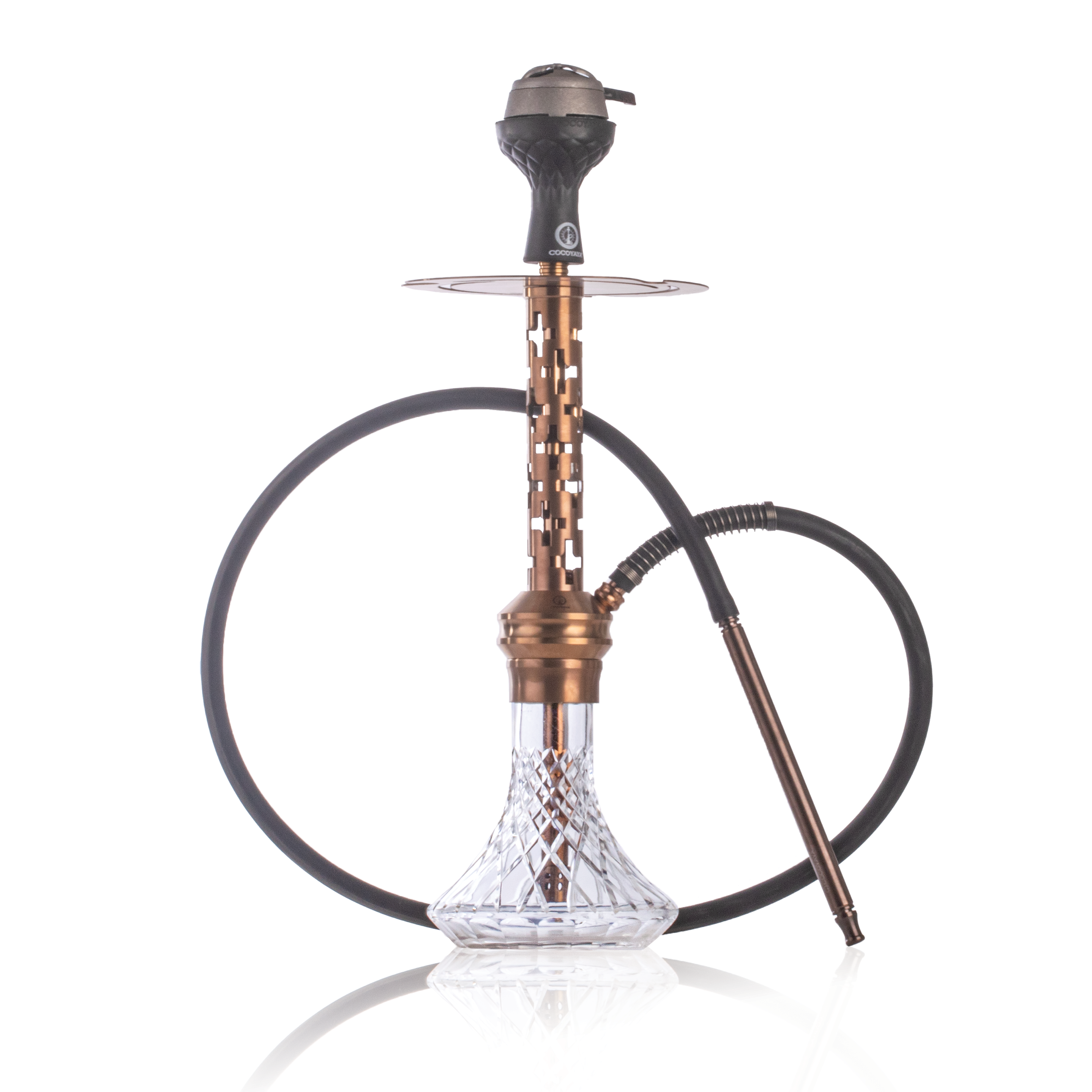 COCOYAYA Valeria Plus Hookah with Bag - Bronze Stem & Transparent Base