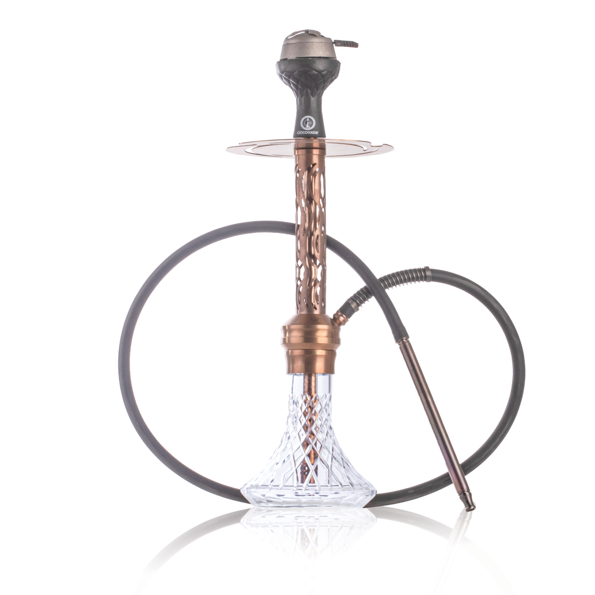 COCOYAYA Valeria Wave Hookah with Bag - Bronze Stem & Transparent Base