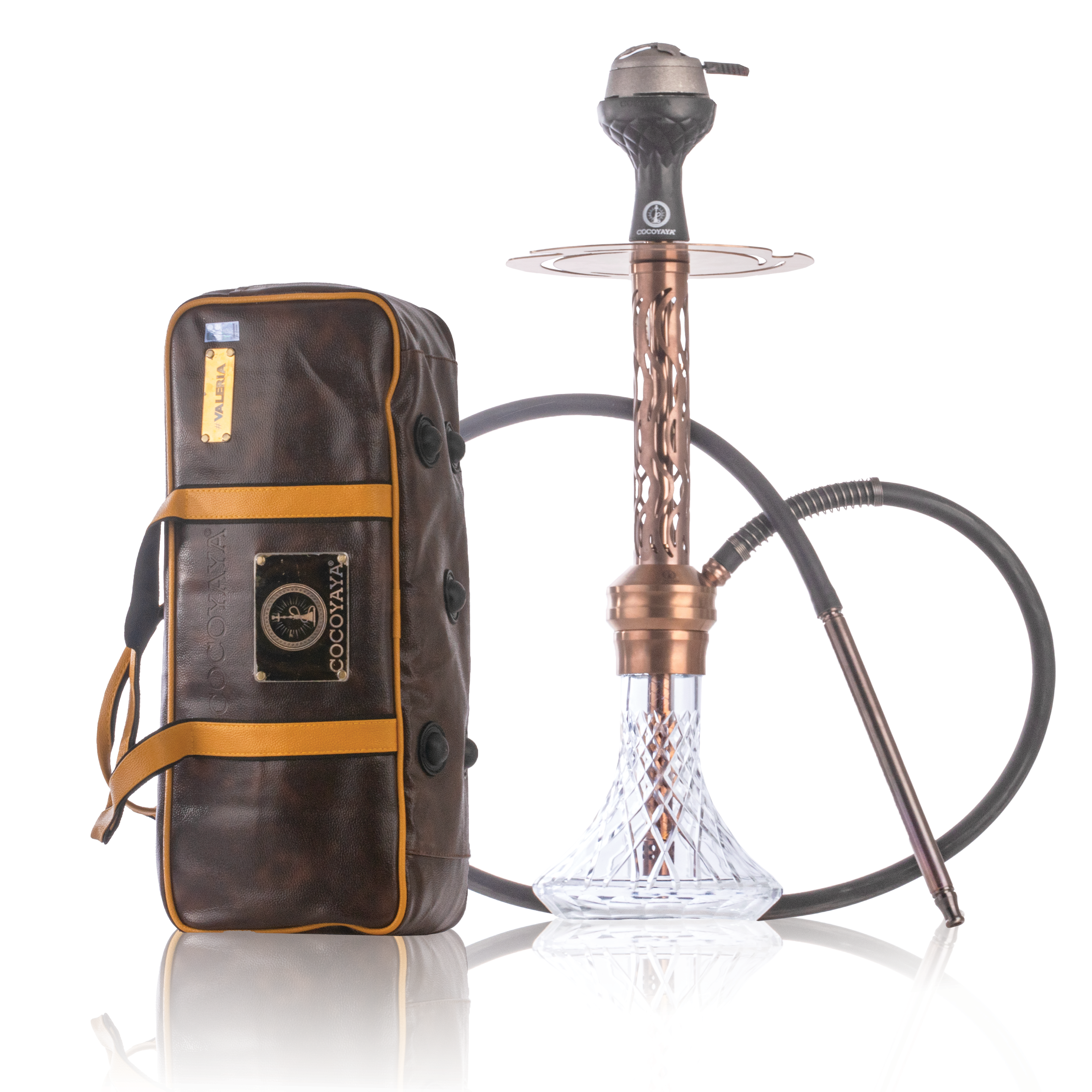 COCOYAYA Valeria Wave Hookah with Bag - Bronze Stem & Transparent Base