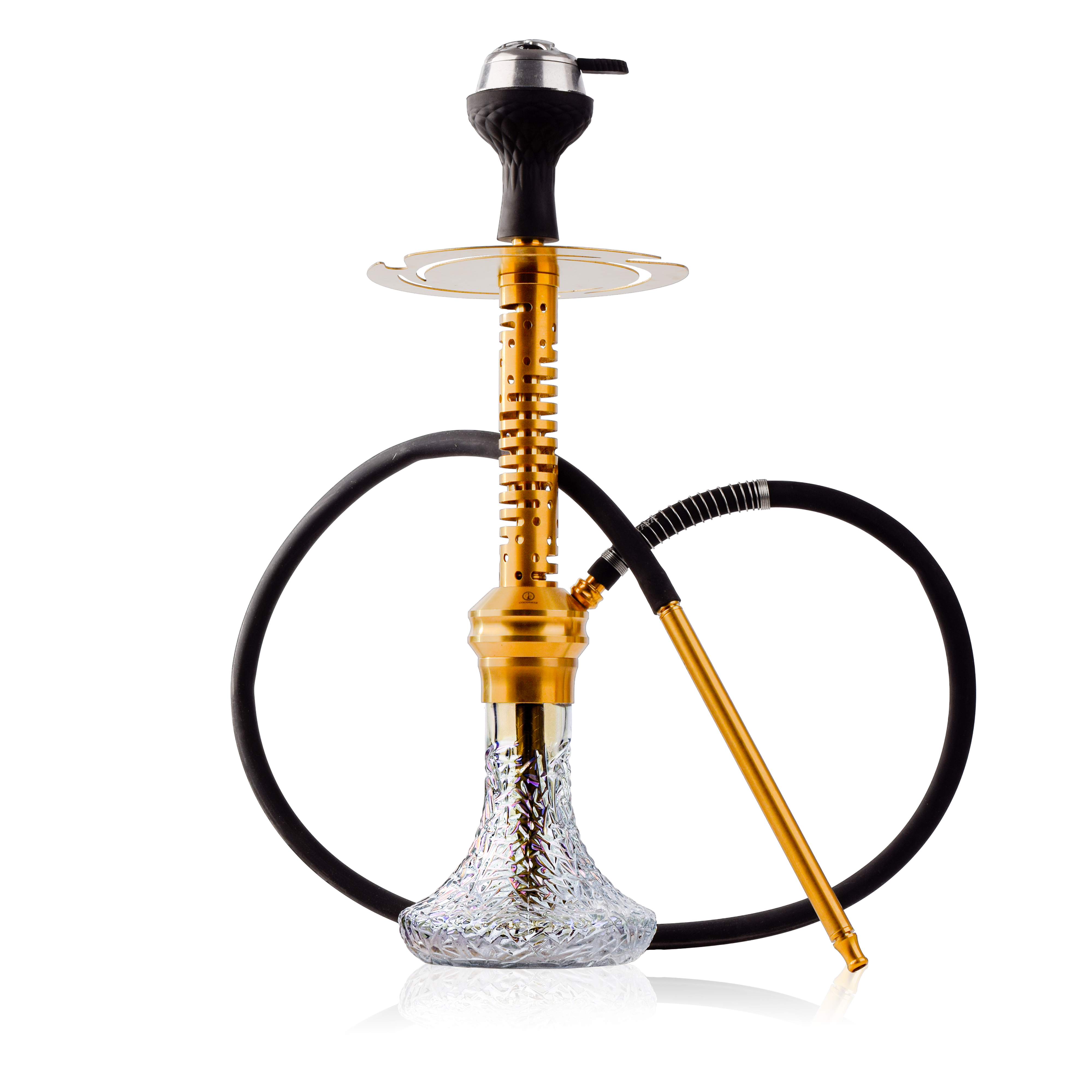 COCOYAYA Valeria Hexa Hookah with Bag - Gold Stem & Transparent Base