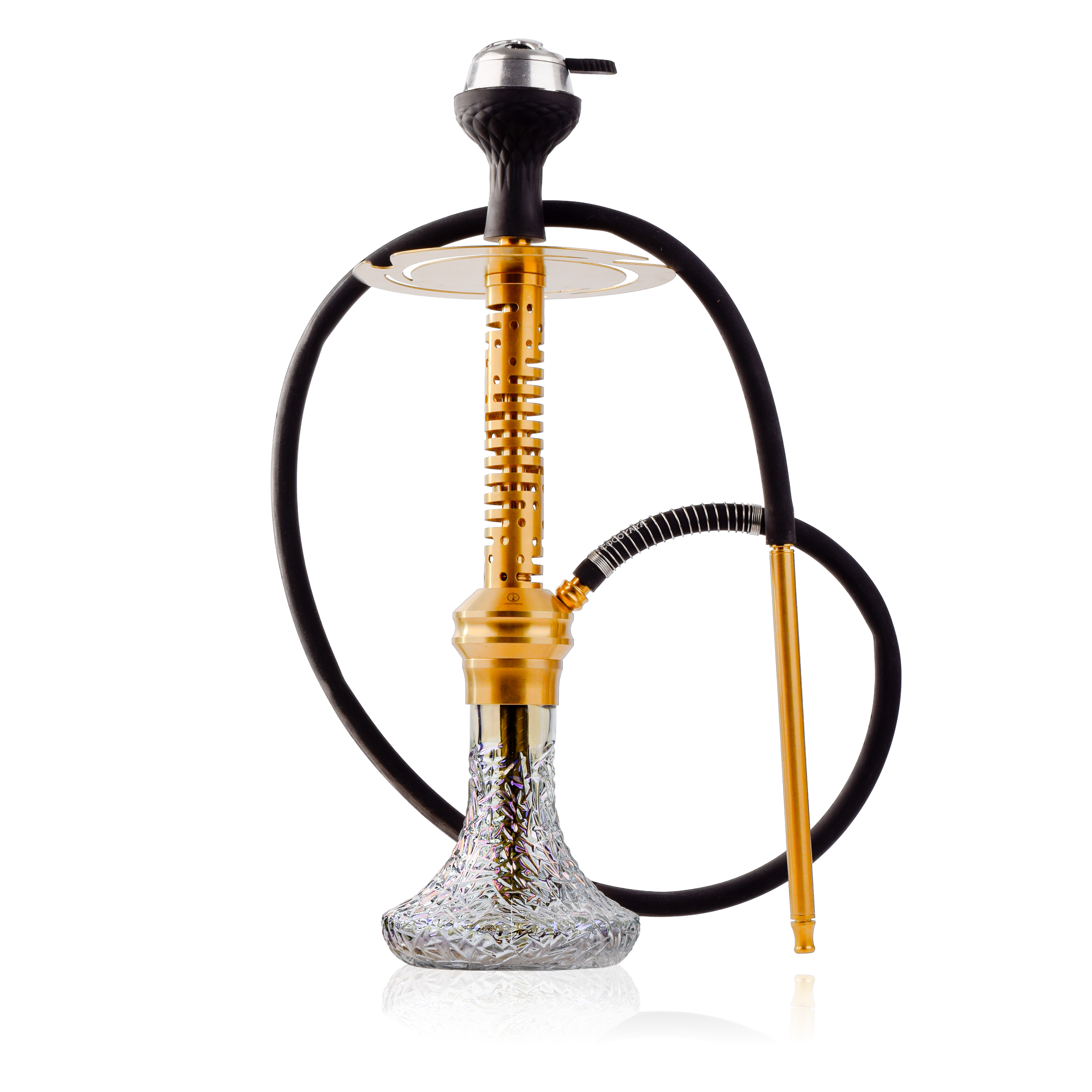 COCOYAYA Valeria Hexa Hookah with Bag - Gold Stem & Transparent Base