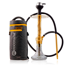 COCOYAYA Valeria Hexa Hookah with Bag - Gold Stem & Transparent Base