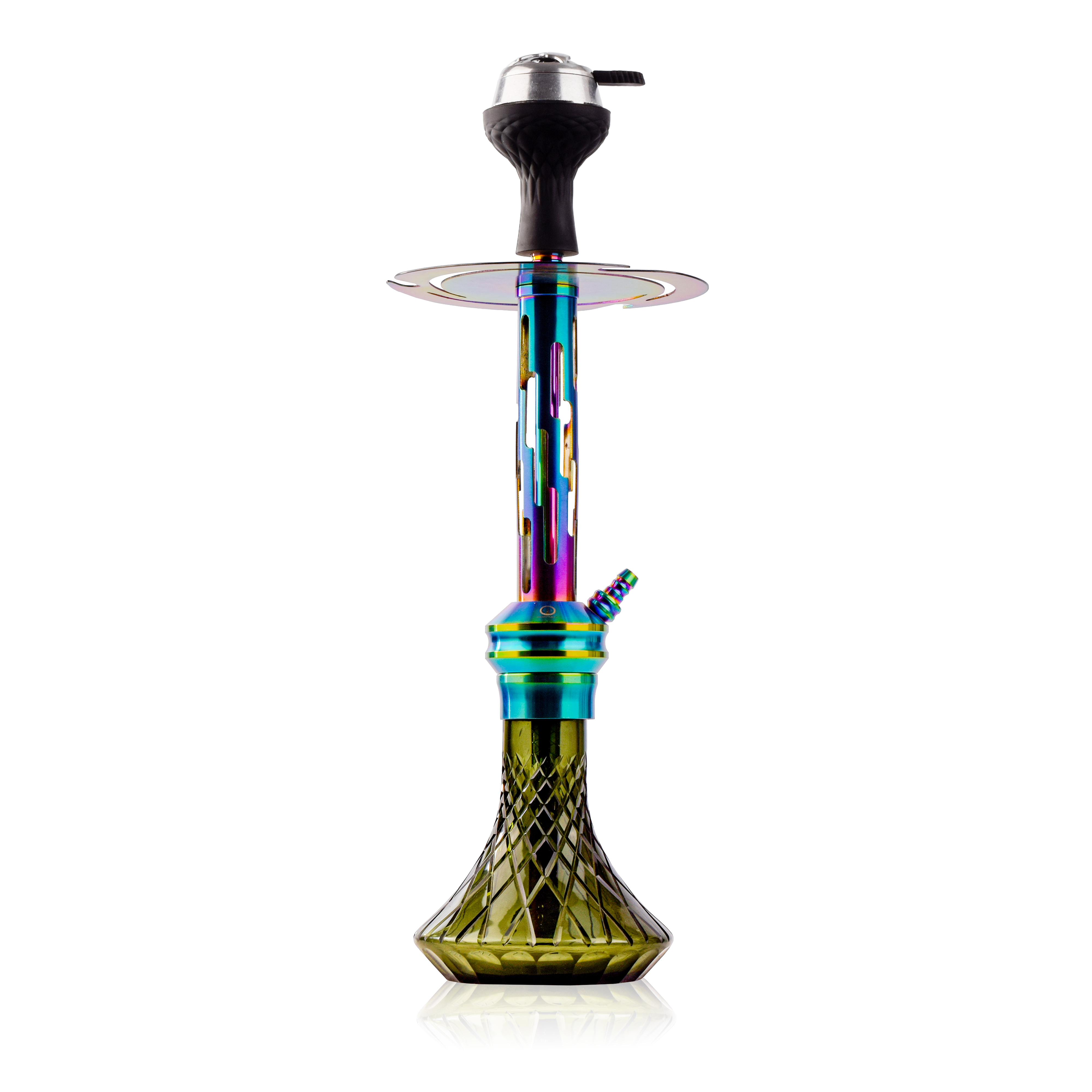 COCOYAYA Valeria Zipper Hookah with Bag - Rainbow Stem & Emerald Green Base