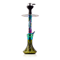 COCOYAYA Valeria Zipper Hookah with Bag - Rainbow Stem & Emerald Green Base