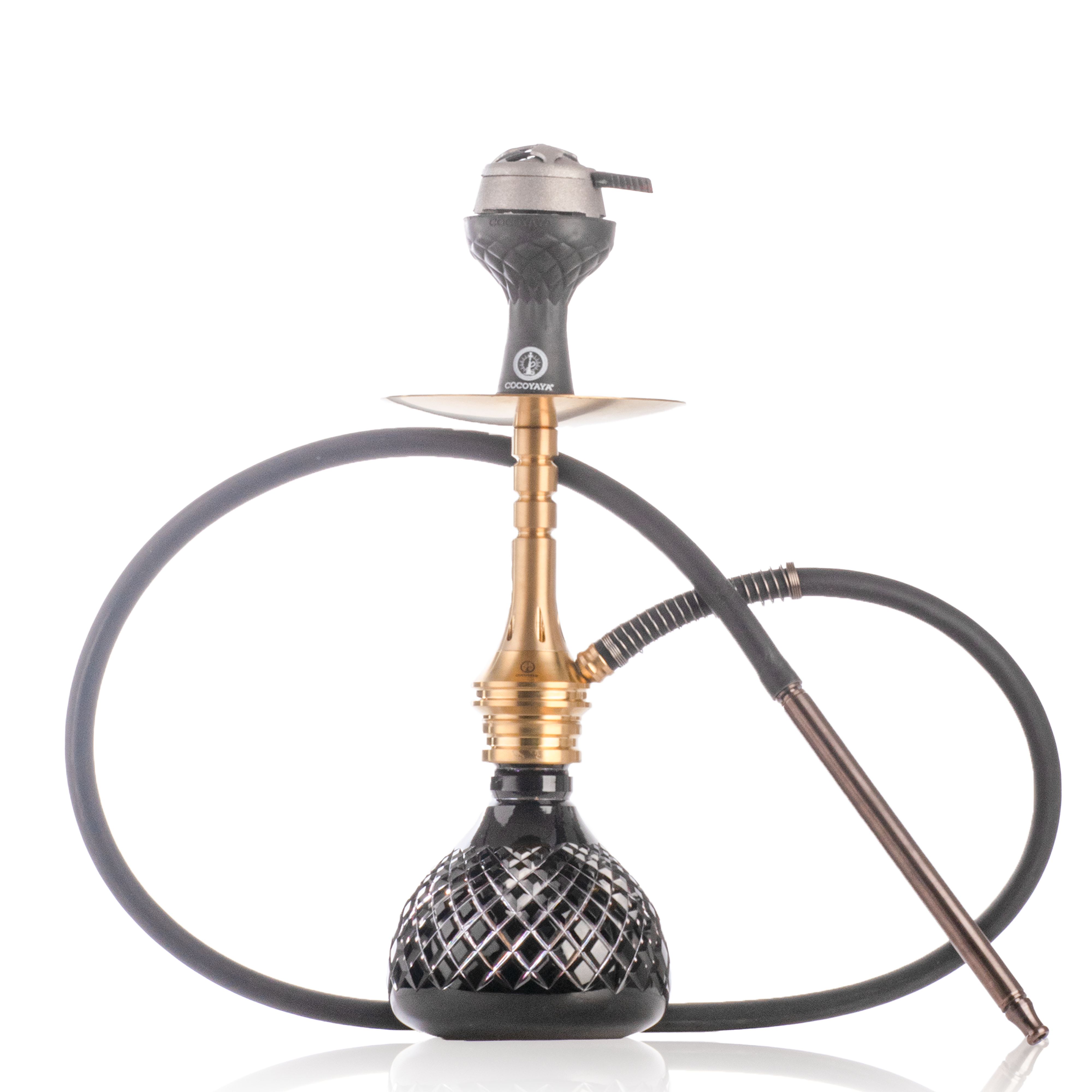 COCOYAYA VIP Bobby Hookah - Gold Stem & Black Base