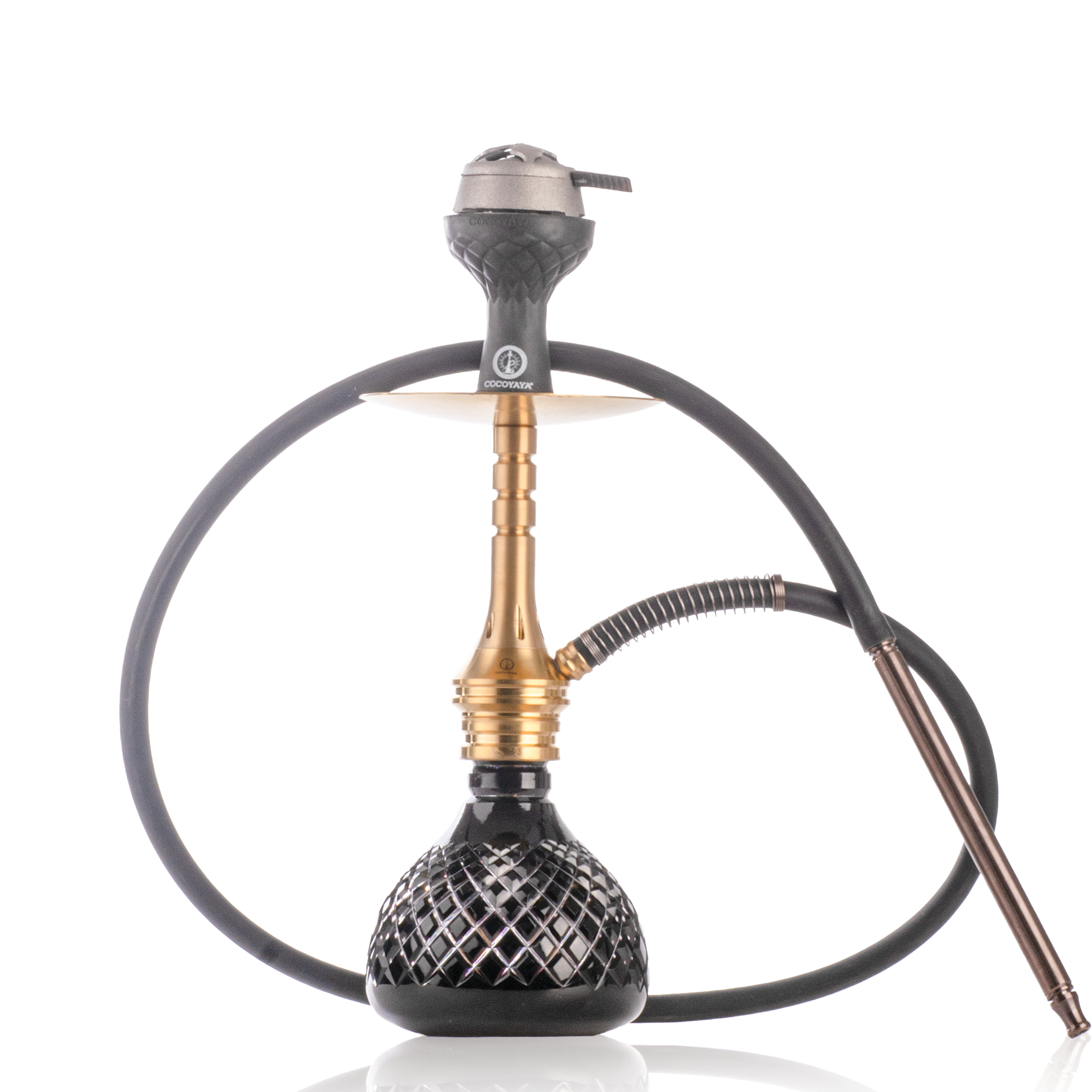 COCOYAYA VIP Bobby Hookah - Gold Stem & Black Base