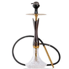COCOYAYA Wood Pro Hookah - Golden Black Stem & Transparent Base
