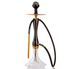 COCOYAYA Wood Pro Hookah - Golden Black Stem & Transparent Base