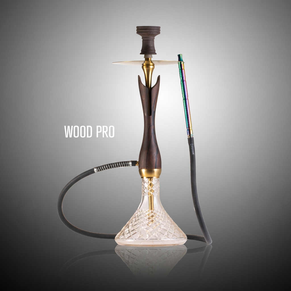 COCOYAYA Wood Pro Hookah - Brown Stem (Transparent Base)