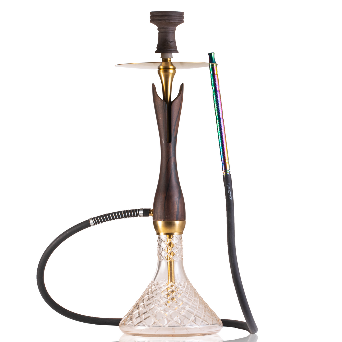 COCOYAYA Wood Pro Hookah - Brown Stem (Transparent Base)