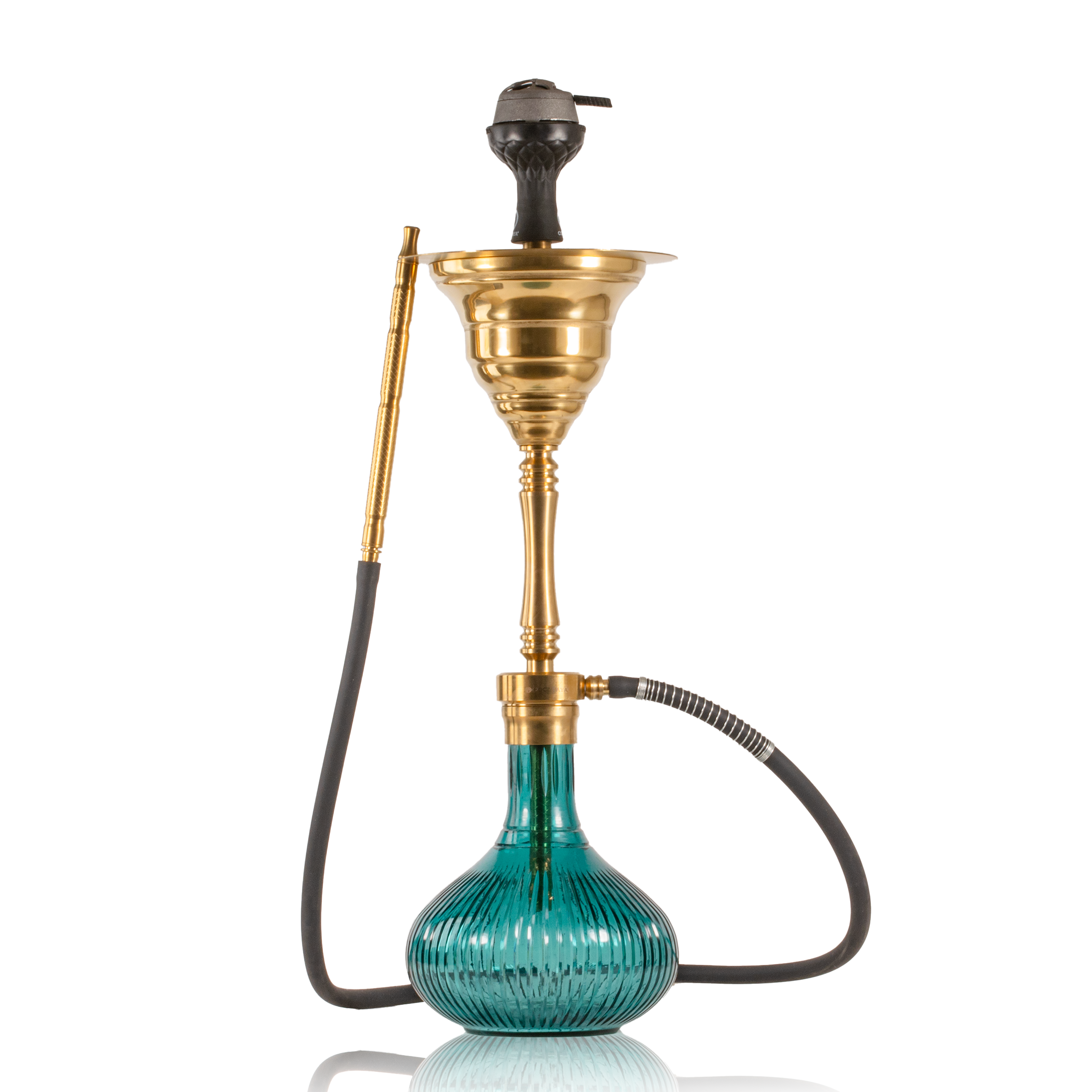 COCOYAYA Yara Hookah with Bag - Gold Stem & Emerald Green Base