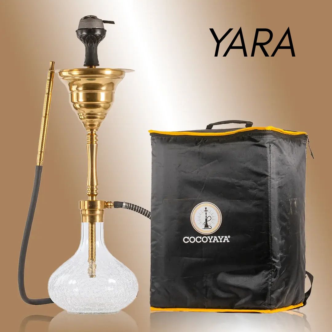 Cocoyaya Yara - 29 Inch Gold Transparent Base Hookah with Bag